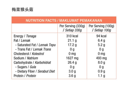 VGEN Plum Vegetable Lion Mane's Mushroom 梅菜猴头菇